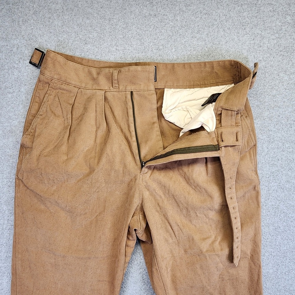 Todd Snyder Gurkha Trouser Pants Men 33x27 Brown Pleated Side Tab Brushed Cotton - Picture 7 of 11